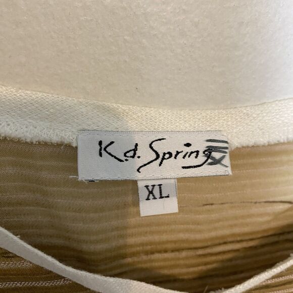 KD Spring Lagenlook Artsy Short Sleeve Top Tan V-Neck Shirt Lined Women’s XL‎ - Picture 3 of 16